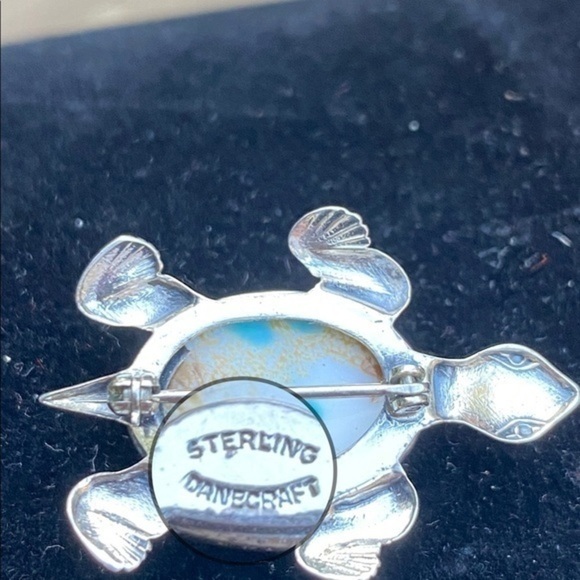 Sterling silver and turquoise turtle brooch - Picture 4 of 4